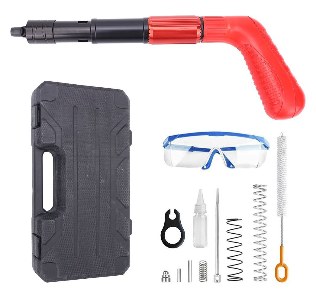 Red and black mini powder-actuated tool